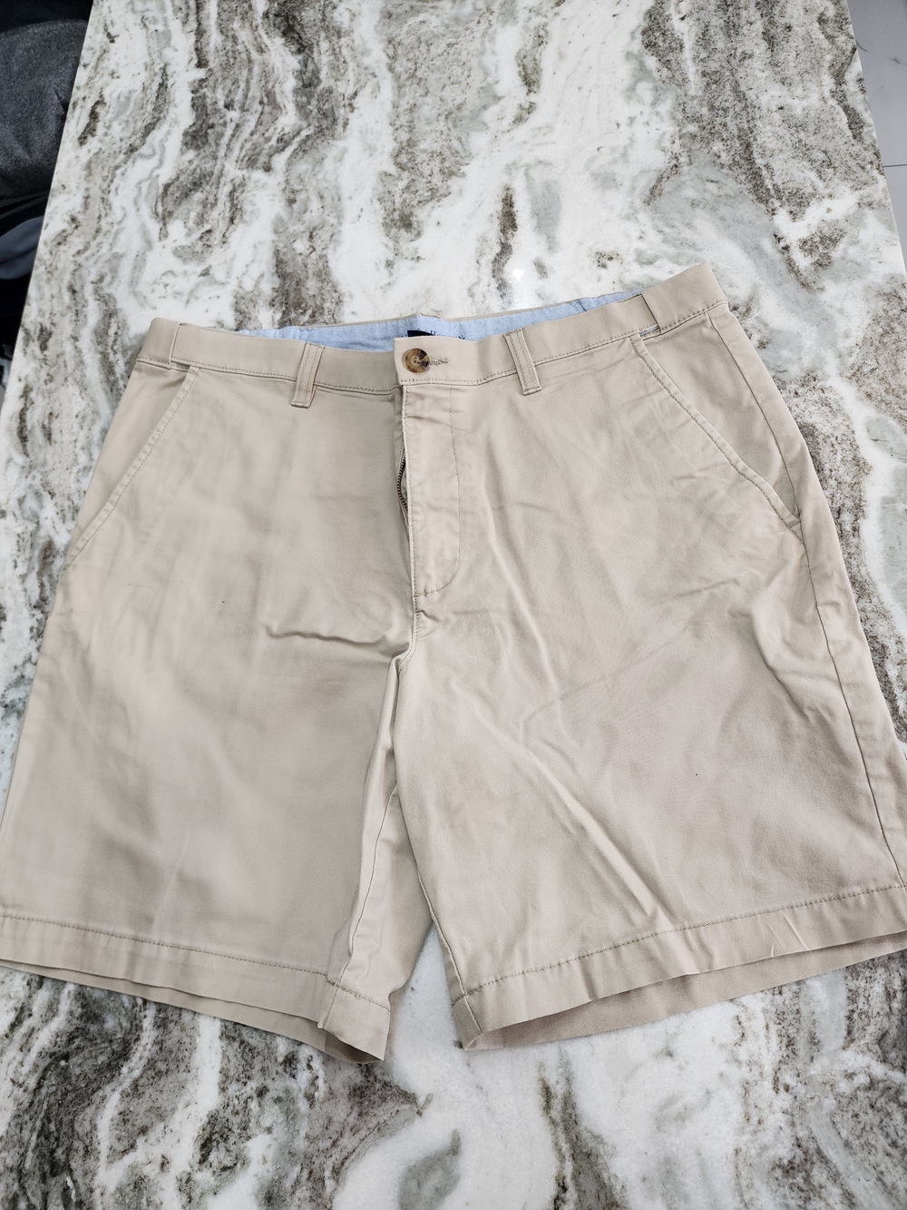 croft & barrow Beige Flat-Front Cotton Chino Shorts